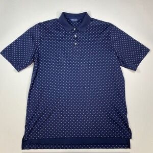 Polo Golf Ralph Lauren‎ Men's Navy Blue Geometric Print Pima Cotton Polo Shirt L